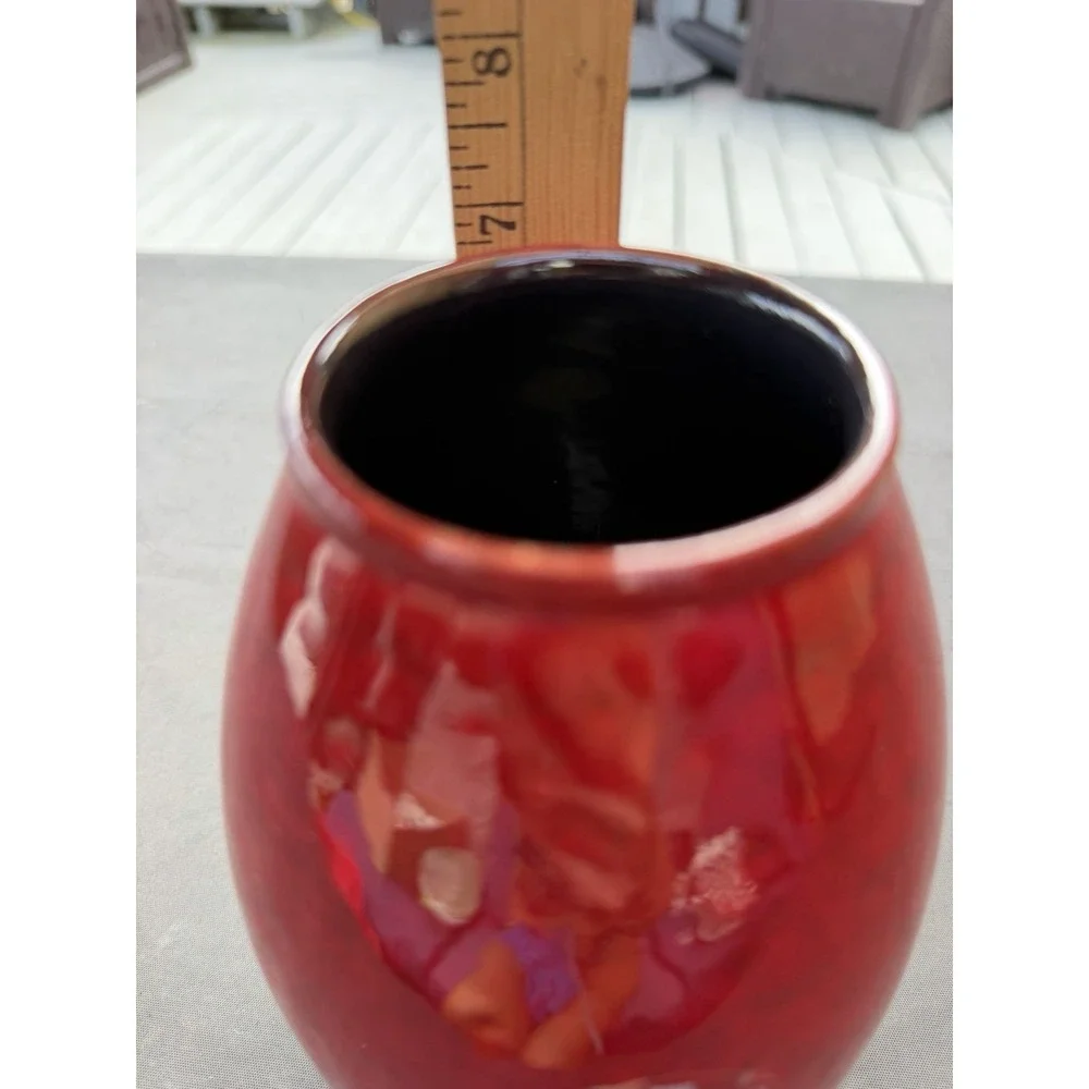 Pier 1 Amano Oxblood Red Torpedo Art Pottery Vase 7 1/2